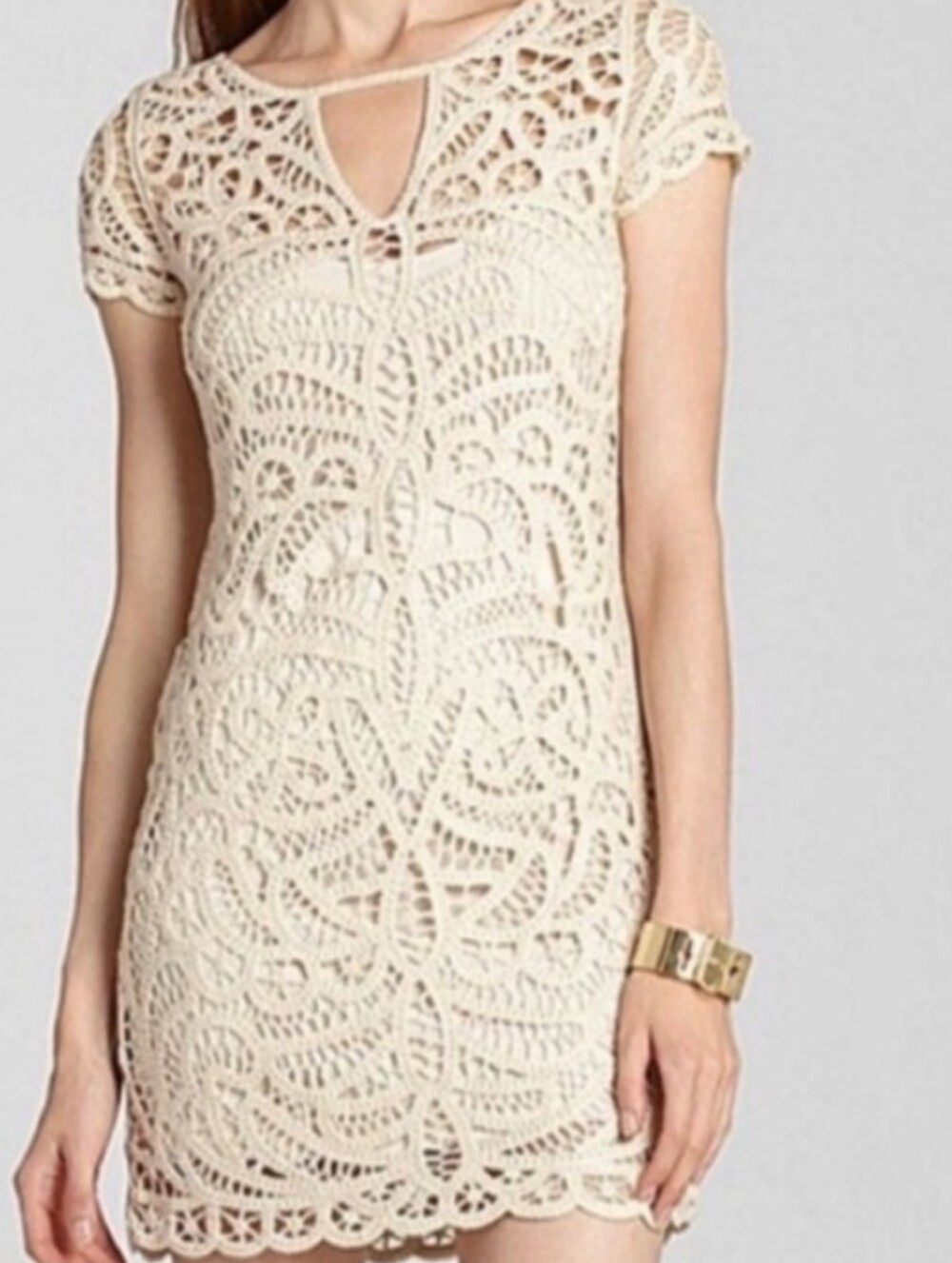 BCBGMAXAZRIA Lalinda Crochet Mini Dress size Large